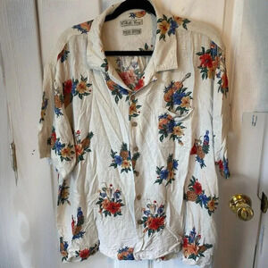 Batik Bay Men's XXL Hawaiian Silk Blend Camp Travel Vacation Shirt Button Up